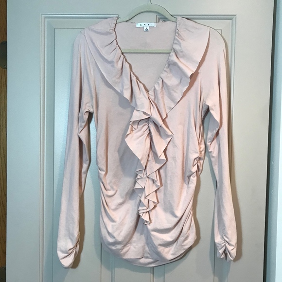 CAbi Tops - Cabi light blush pink long sleeve soft ruffle top